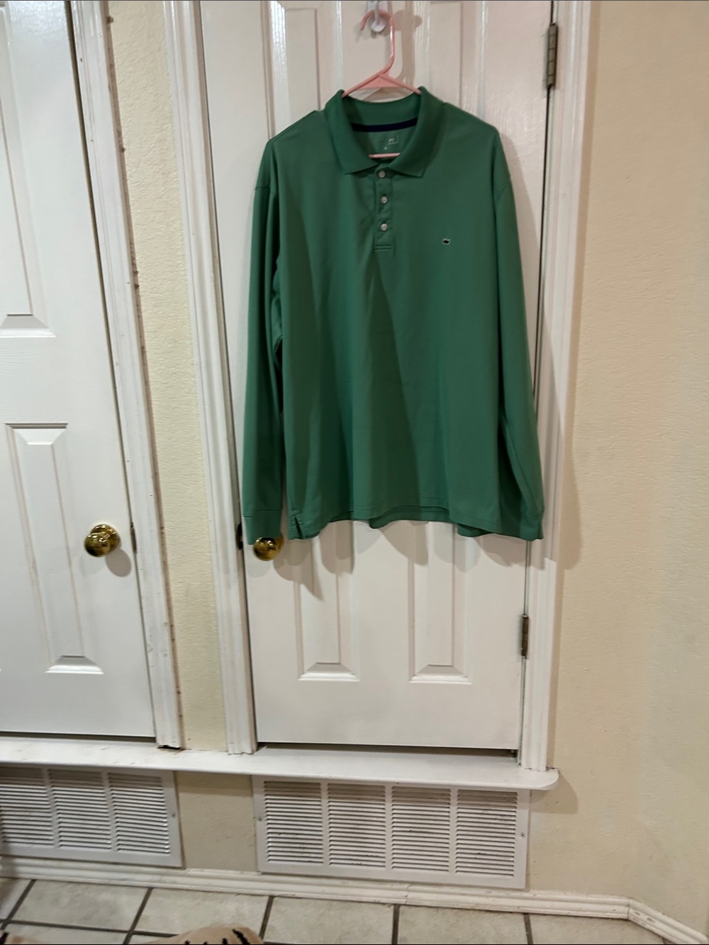 crown & ivy Long-Sleeve Polo in Green